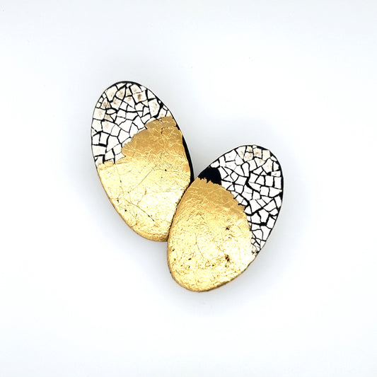 Maxi Modern Mosaic statement earrings with 22k gold leaf