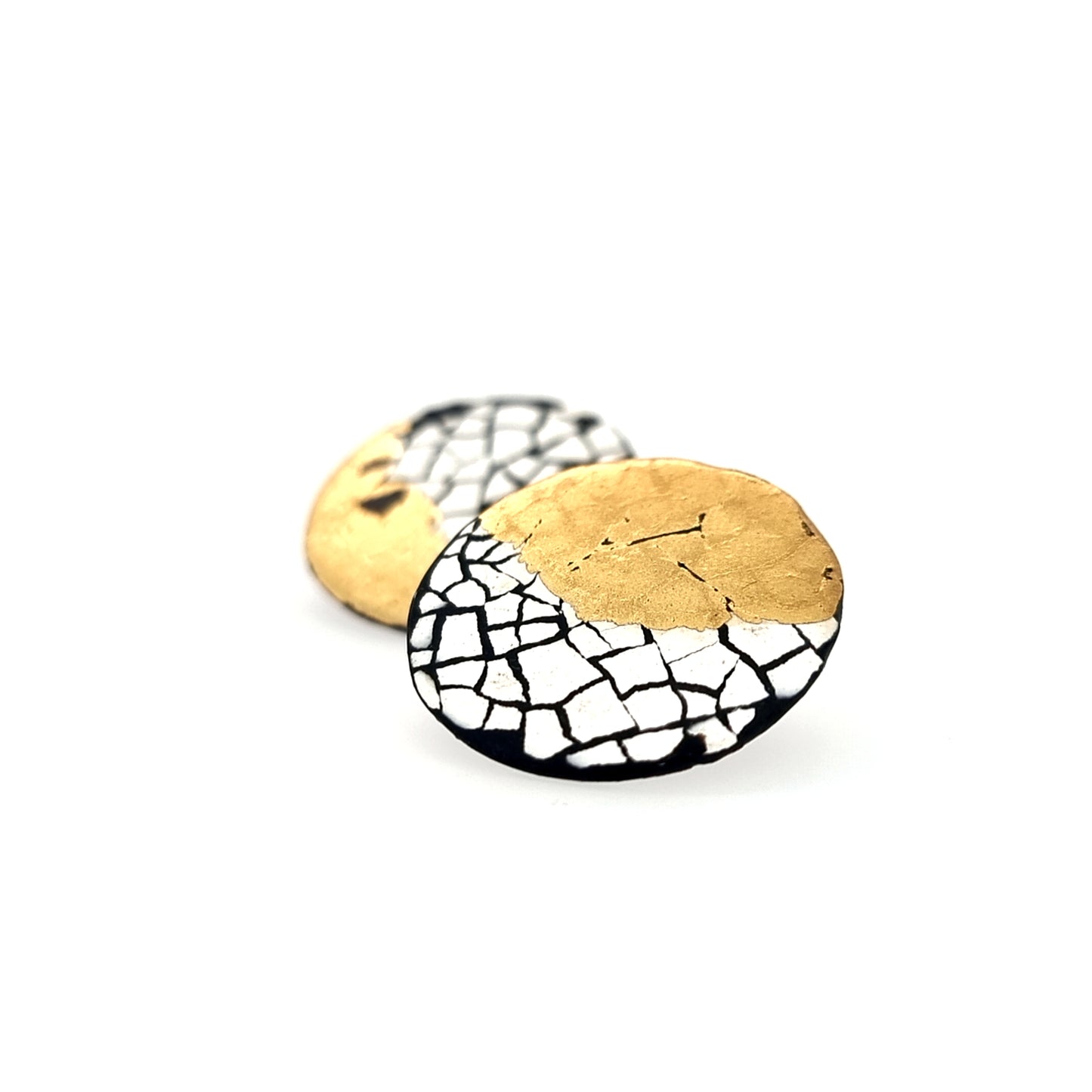Midi Modern Mosaic stud earrings with gold leaf
