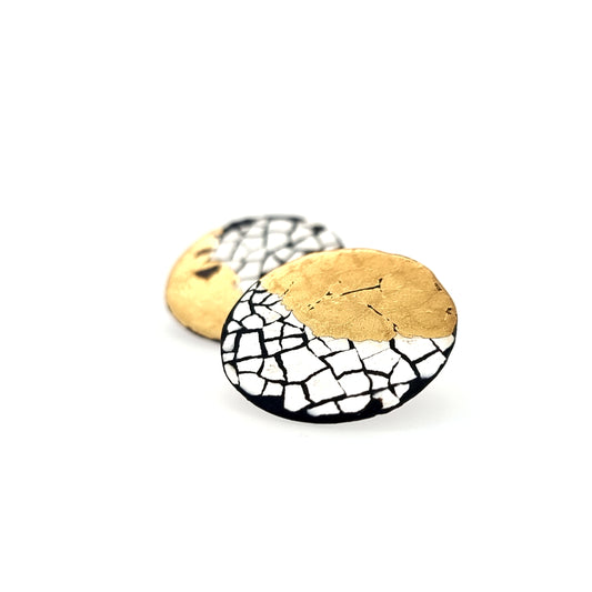 Midi Modern Mosaic stud earrings with 22k gold leaf