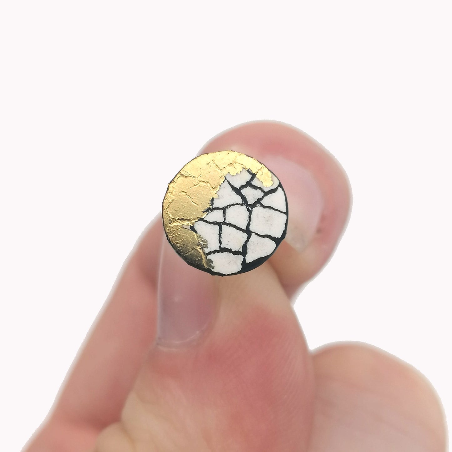 Single Super Mini Modern Mosaic earring with 22k gold leaf