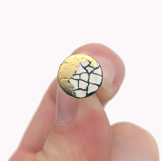 Single Super Mini Modern Mosaic earring with gold leaf