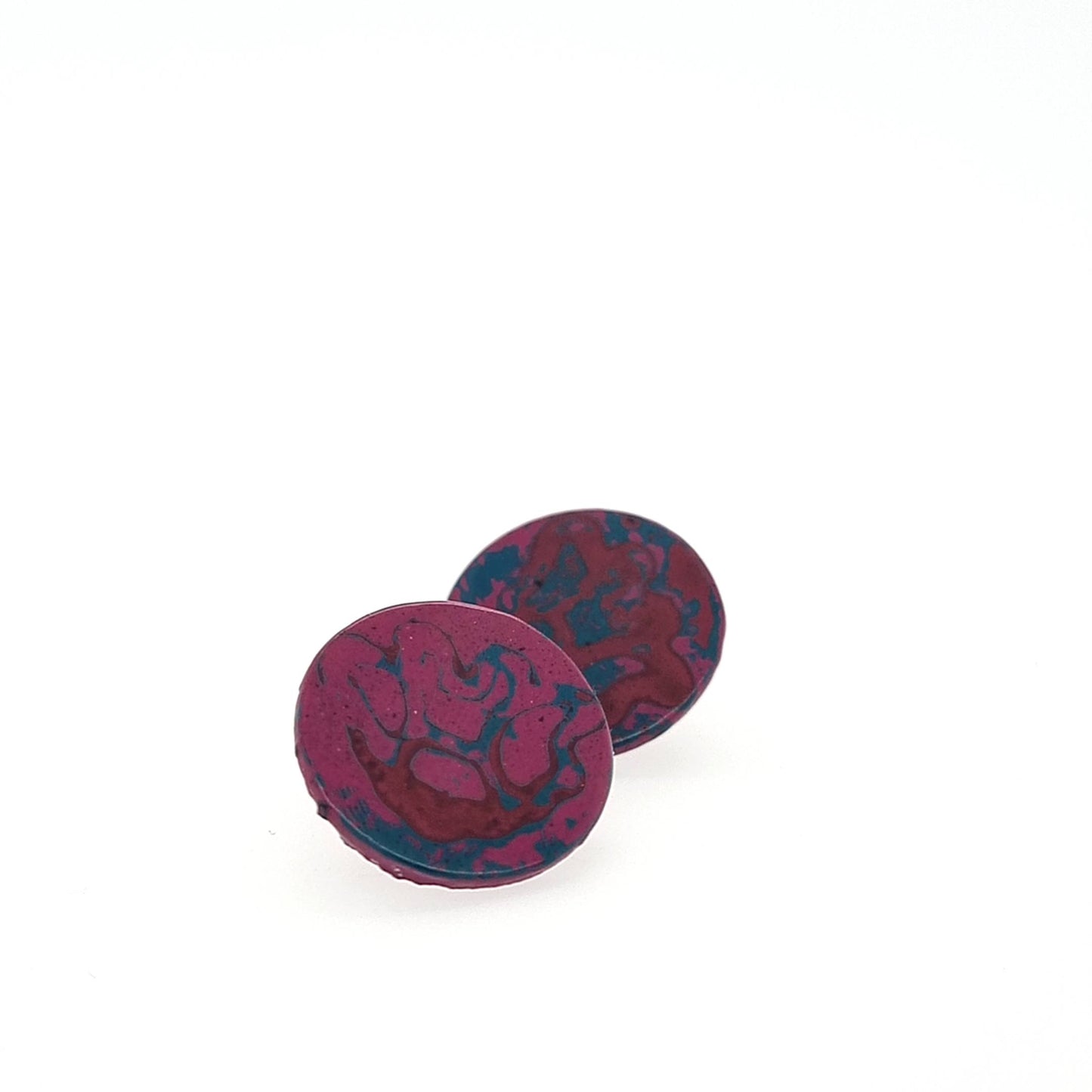 Mini Tambo stud earring in pinks and reds