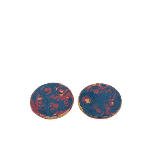 Mini Tambo stud earring in reds and blue