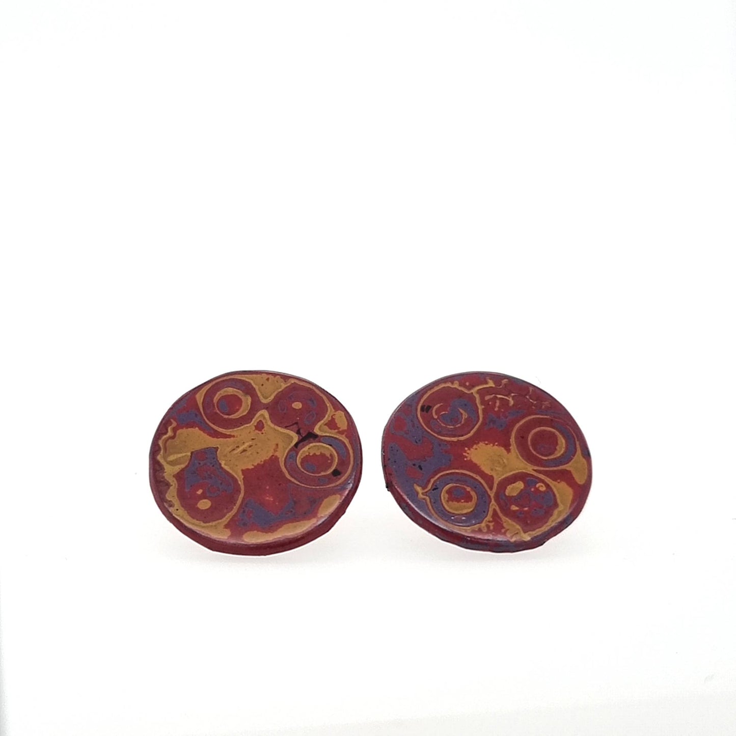 Mini Tambo stud earring in Reds and Yellows