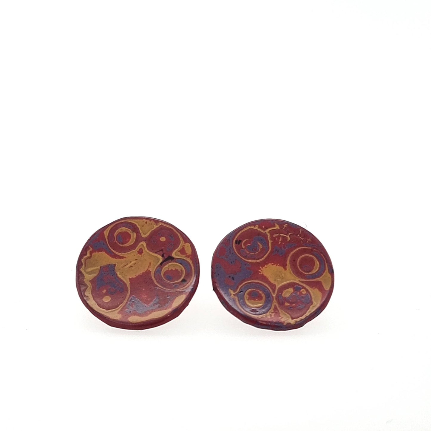 Mini Tambo stud earring in Reds and Yellows