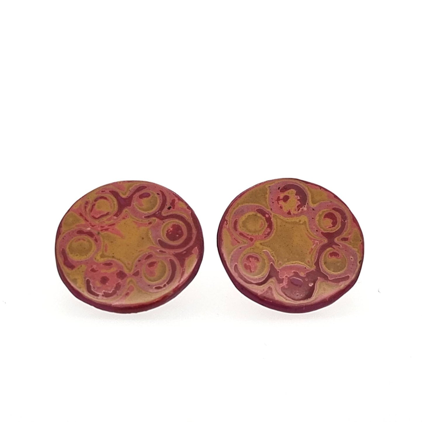 Mini Tambo stud earring in Yellows and Pink