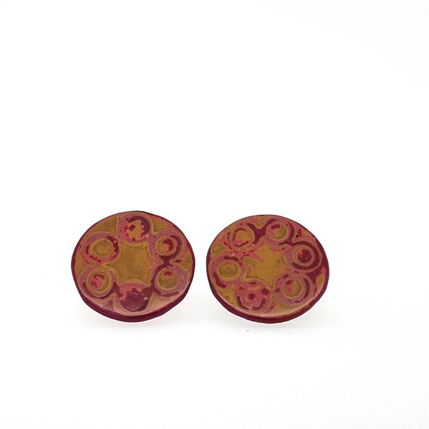 Mini Tambo stud earring in Yellows and Pink