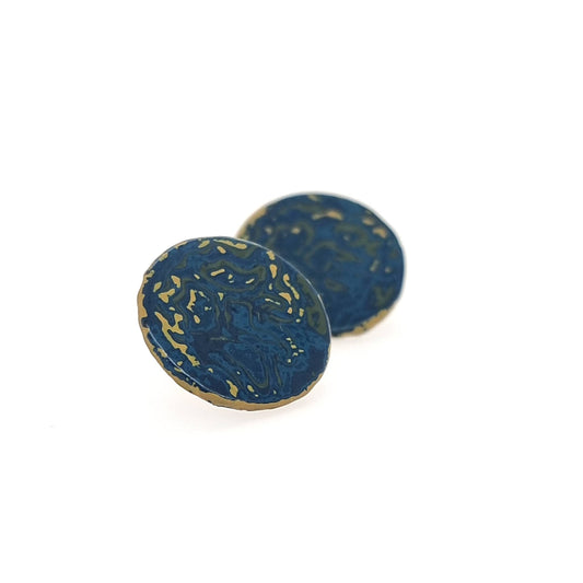 Mini Tambo stud earring in blues and yellow