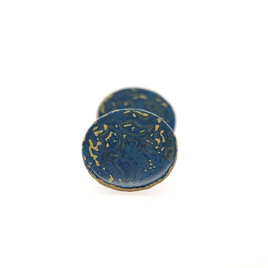 Mini Tambo stud earring in blues and yellow