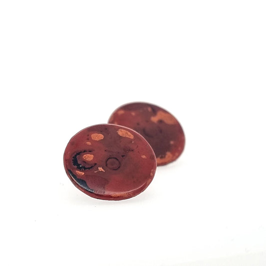 Mini Tambo stud earring in reds and copper