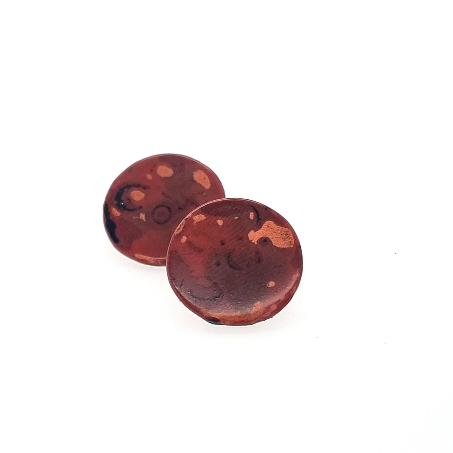 Mini Tambo stud earring in reds and copper