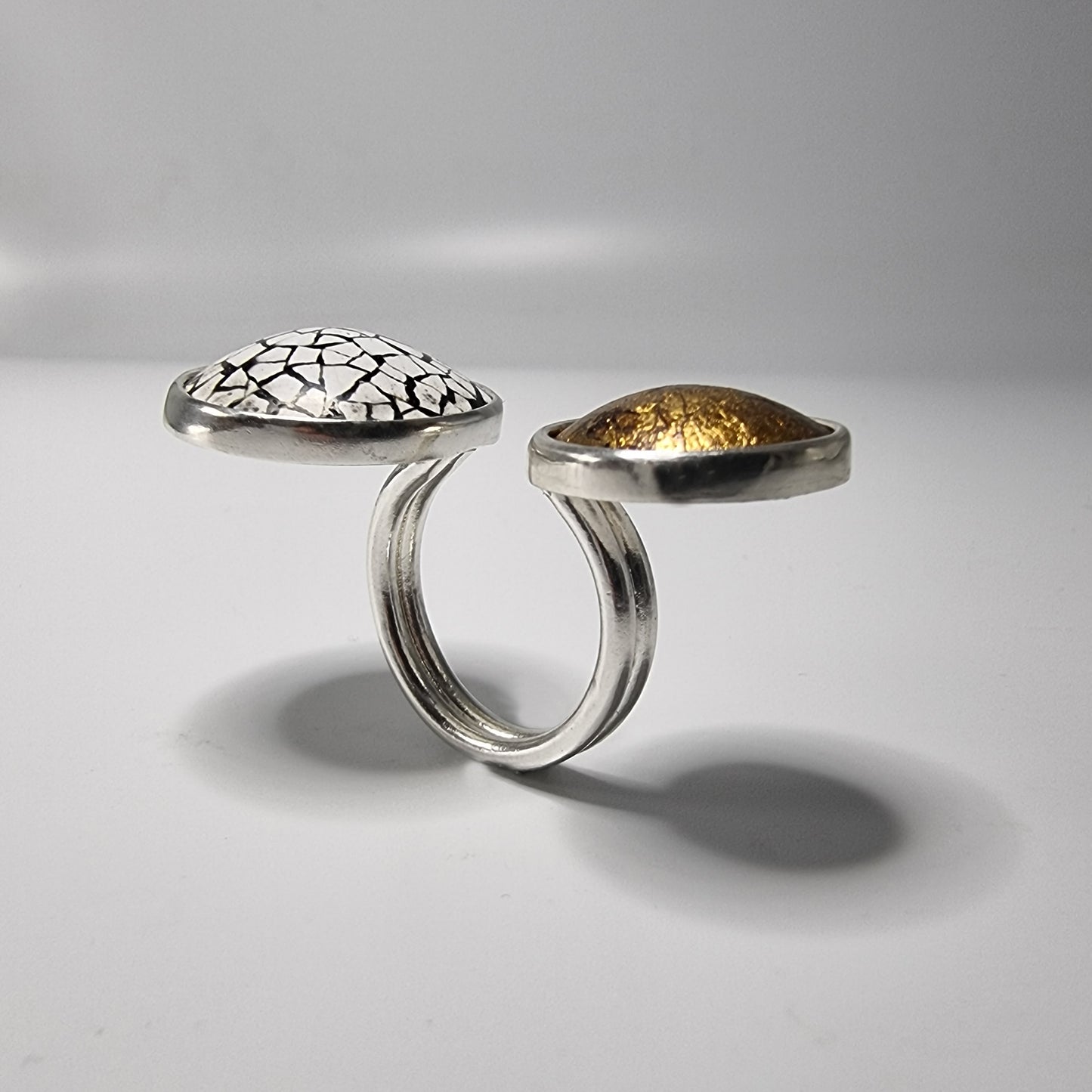 Modern Mosaic Floating Ring with Gold Leaf