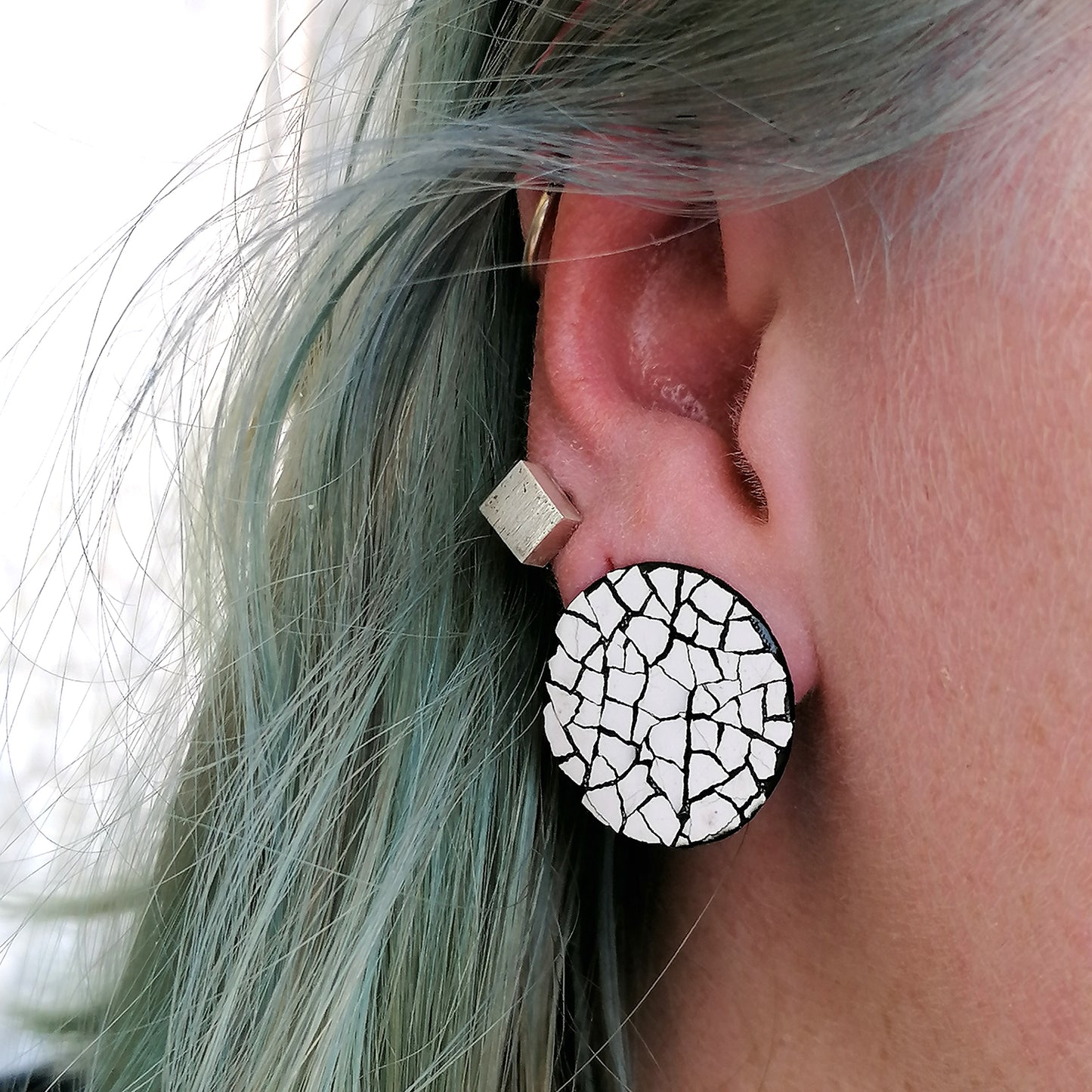 Midi Modern Mosaic circle stud earrings