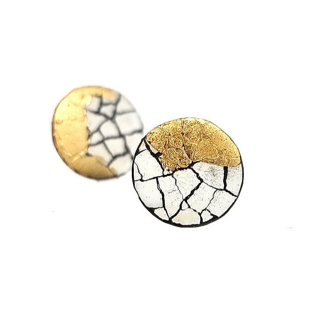 Super Mini Modern Mosaic earring with gold leaf