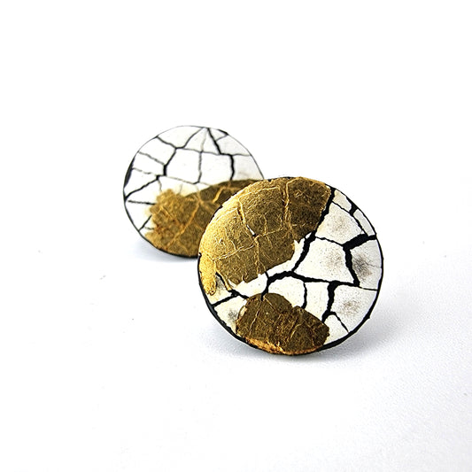 Muy Mini Modern Mosaic earring with 22k gold leaf