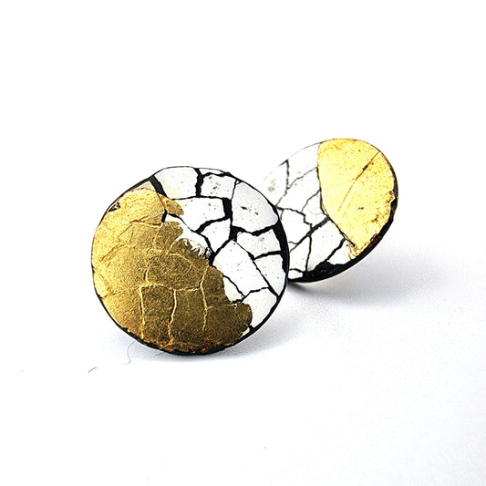 Muy Mini Modern Mosaic earring with 22k gold leaf