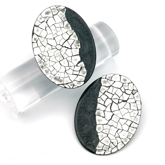 Maxi Modern Mosaic Oval statement earrings with a dark side