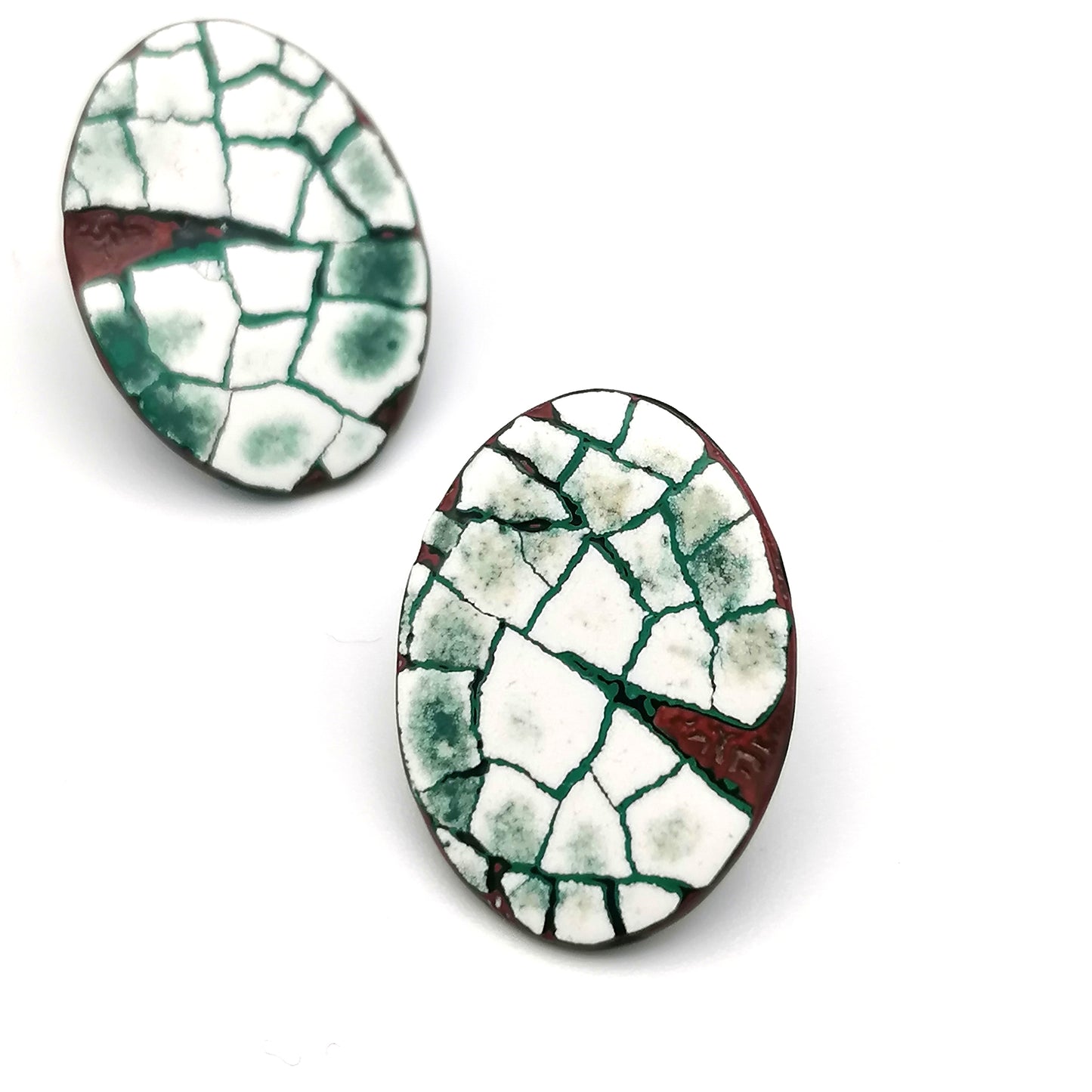 Muy Mini Modern Mosaic Oval stud earrings in green
