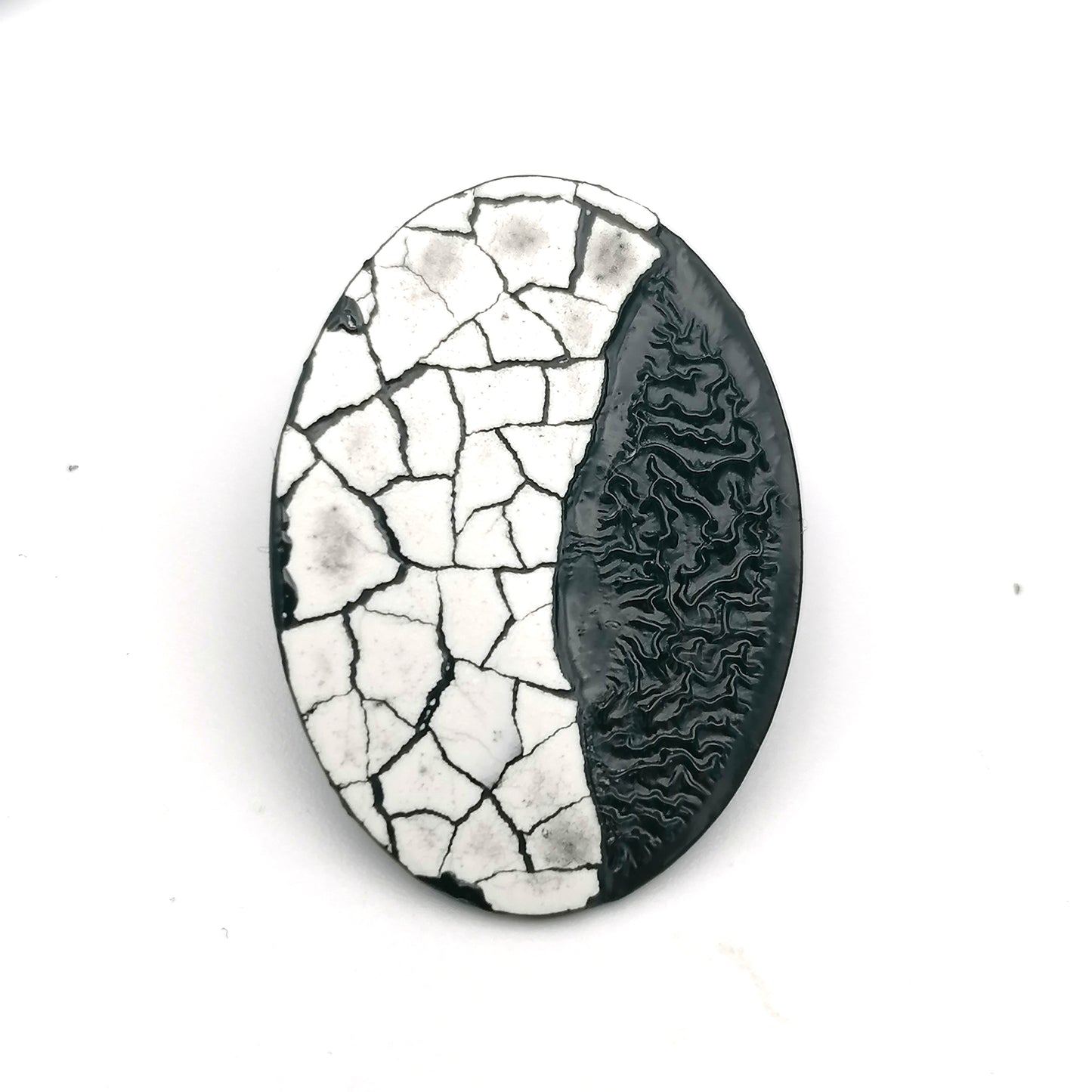 Mini Modern Mosaic Oval stud earrings with a dark side