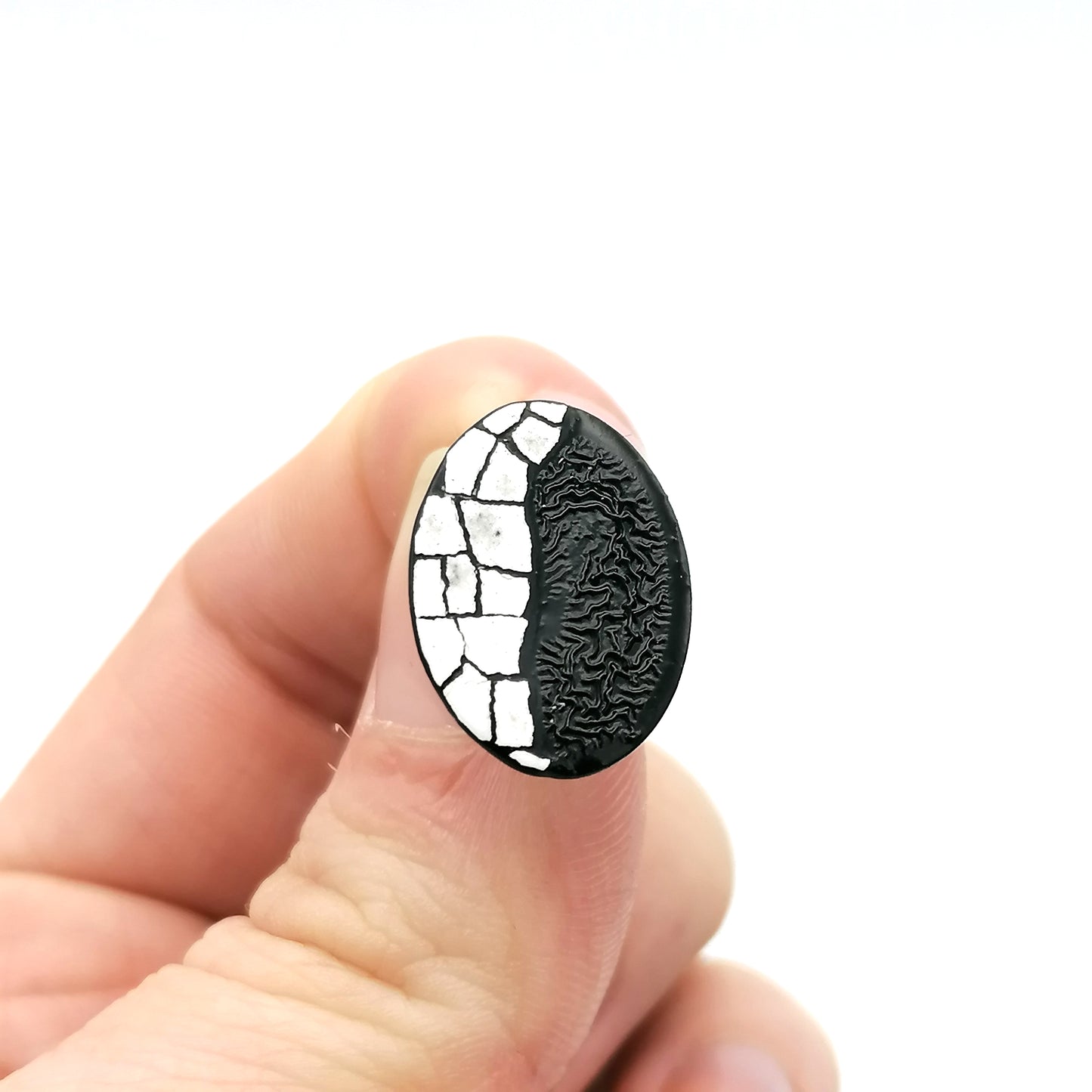 Muy Mini Modern Mosaic Oval stud earring with a dark side.