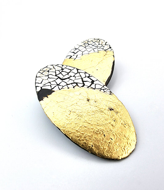 Maxi Modern Mosaic statement earrings with 22k gold leaf