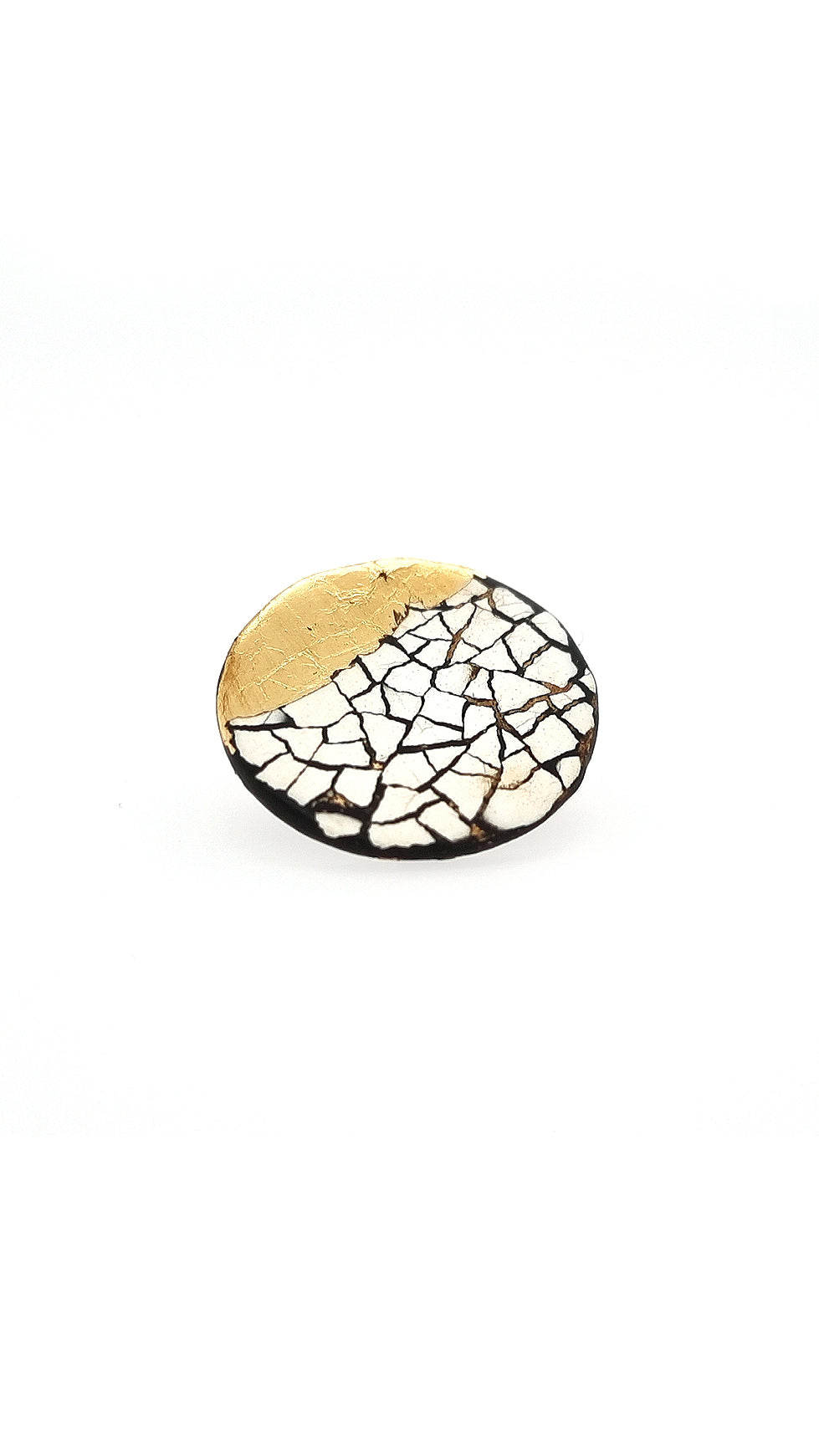 Modern Mosaic Unisex Pin with gold leaf